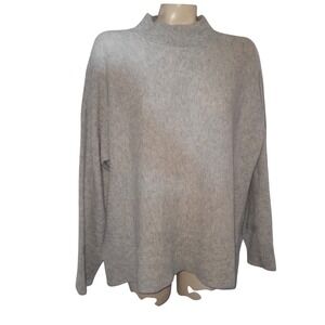 ALASHAN 100% Cashmere Mock Neck Sweater Light Gray L Loose Fit luxury designer